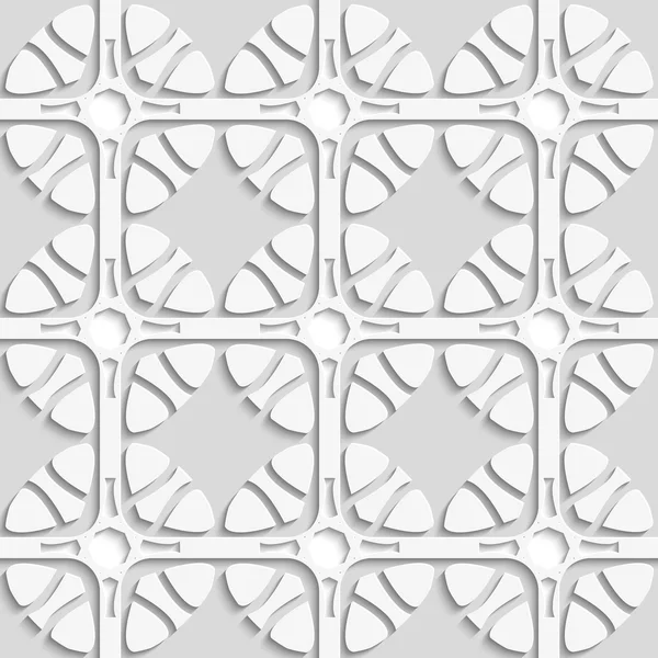 Geometrische Blumen auf grau nahtlos — Stockvektor