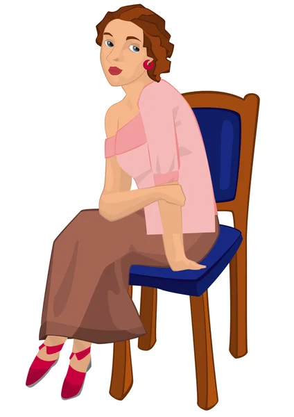 Retro girl sitting on the chair isolated — Stock Vector
