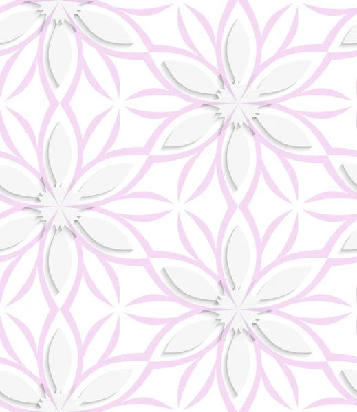 Λευκό floral με ροζ layering άνευ ραφής — Διανυσματικό Αρχείο