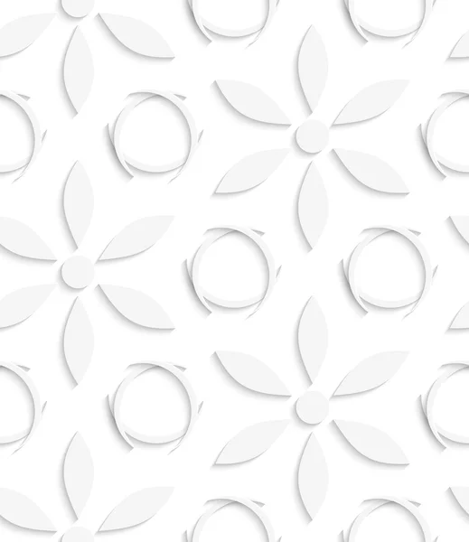 Bílé květy a kruhy bezešvé — Stockový vektor