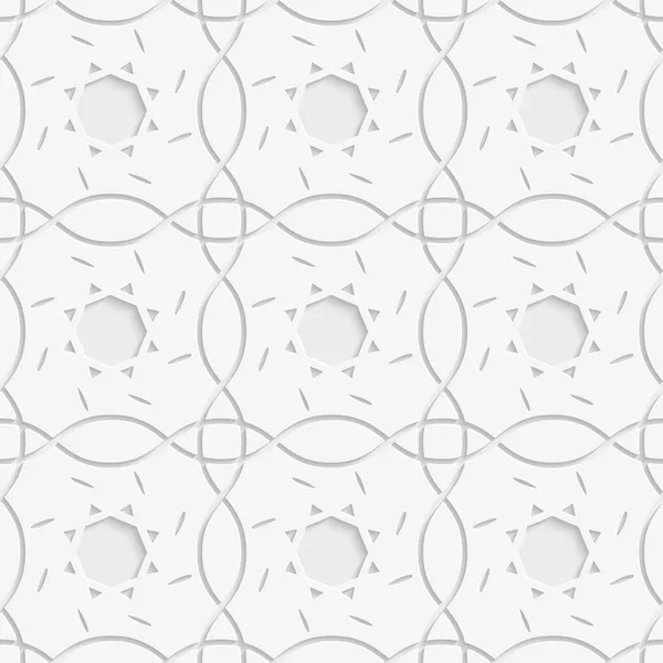 Λευκά τετράγωνα και γεωμετρικά λουλούδια άνευ ραφής — Διανυσματικό Αρχείο