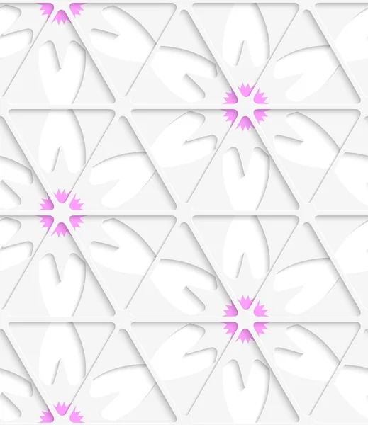 Witte driehoekige net en roze naadloze — Stockvector