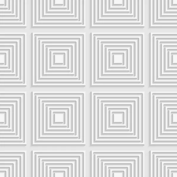Weiße Quadrate auf weißem Fliesenornament — Stockvektor