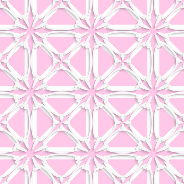 Witte tegel ornament met lichte roze gelaagdheid — Stockvector