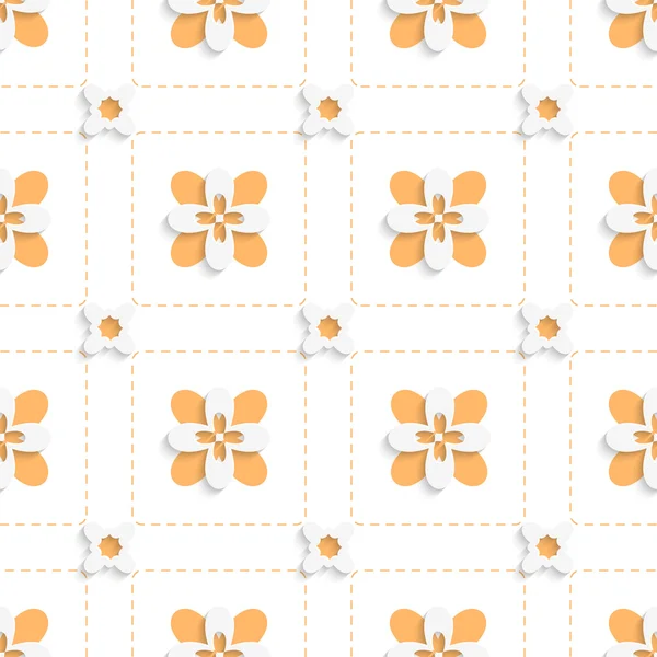 Szaggatott négyzetek narancs virág mintával — Stock Vector