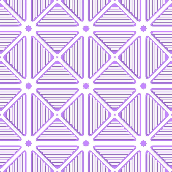 Vita trianglar med linjer och violett kakel prydnad — Stock vektor
