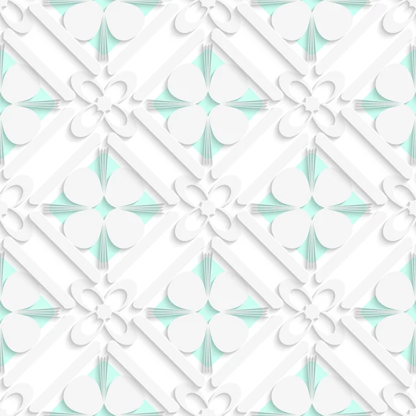 Diagonal clove leaves and flowers on green pattern — Stock Vector