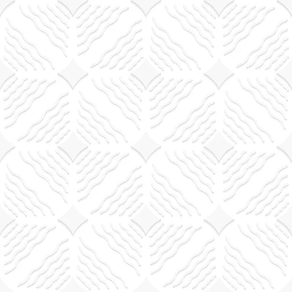 Diagonální bílé vlnité čáry a špičaté čtverců vzor — Stockový vektor