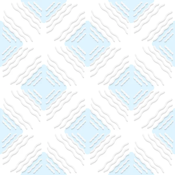 Diagonal white wavy lines with blue pattern — Stock Vector