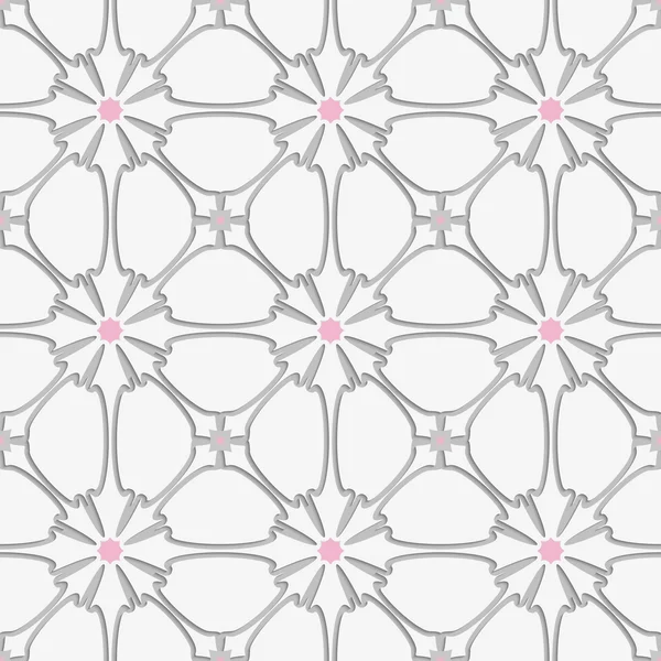 Белый цвет с розовым орнаментом плитки — стоковый вектор