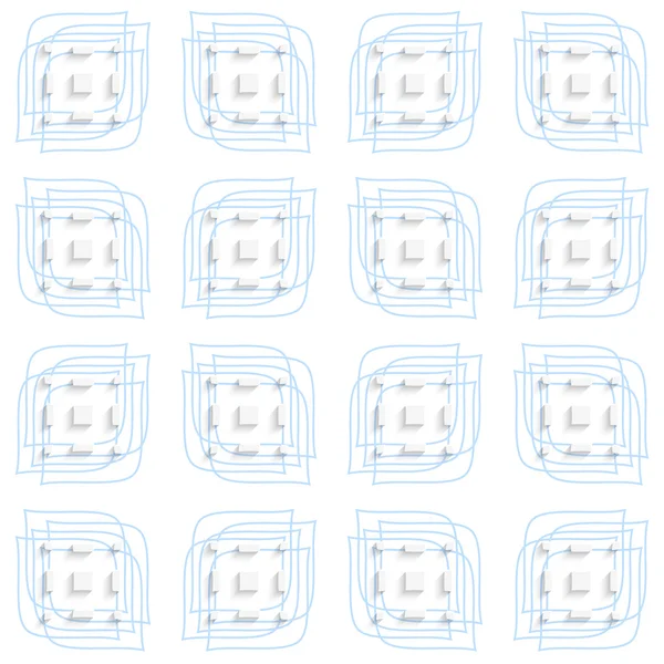 Feuilles linéaires bleues et rectangles sans couture — Image vectorielle