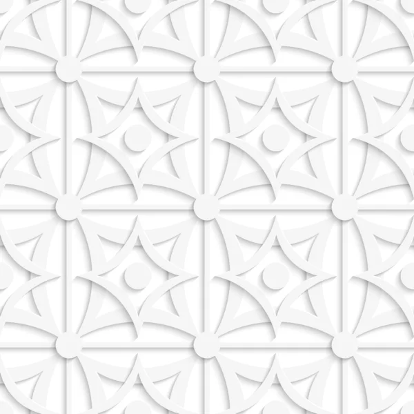 Geometriska vita mönster med skiktning och prickar — Stock vektor