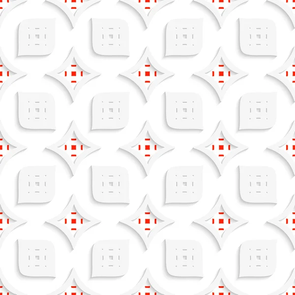 Feuilles perforées géométriques blanches et rouges et losanges — Image vectorielle