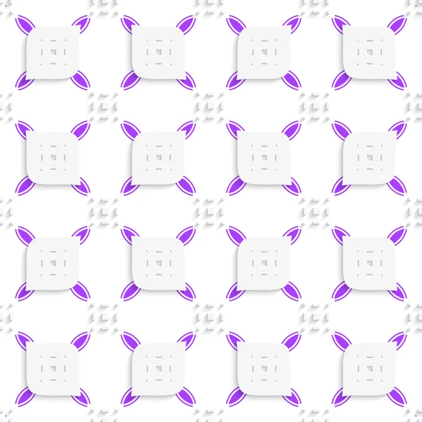 White and purple small rectangle gropes and perforated leaves se — Stock Vector