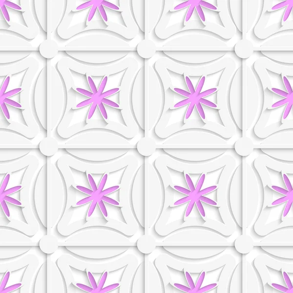 White net and pink flowers cut out o paper — Stock Vector