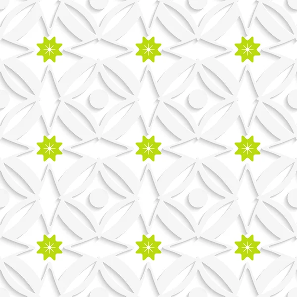 Ornement blanc et fleurs vertes — Image vectorielle
