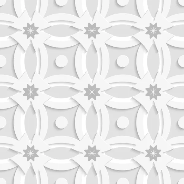 White ornament net gray flowers and white crosses — Stock Vector