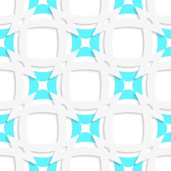 Witte puntige vierkanten met blauw binnenste gedeelte naadloze — Stockvector