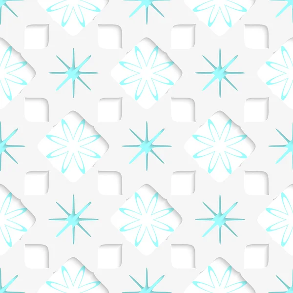 White snowflakes with blue inner parts seamless — Stock Vector