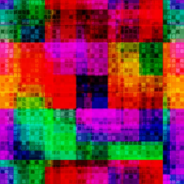 Rainbow blurred pixel bid and small seamless pattern — Stock Vector