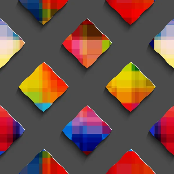 Arco-íris retângulos coloridos no padrão sem costura cinza — Vetor de Stock