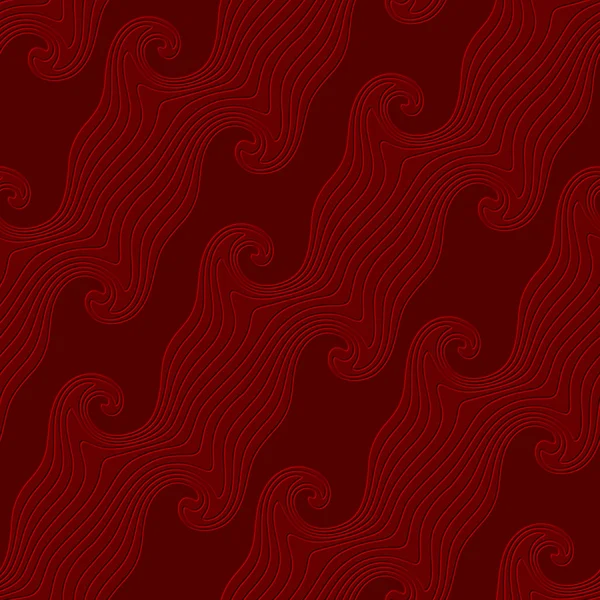Líneas diagonales curvas rojas texturizadas con patrón sin costuras en relieve — Archivo Imágenes Vectoriales