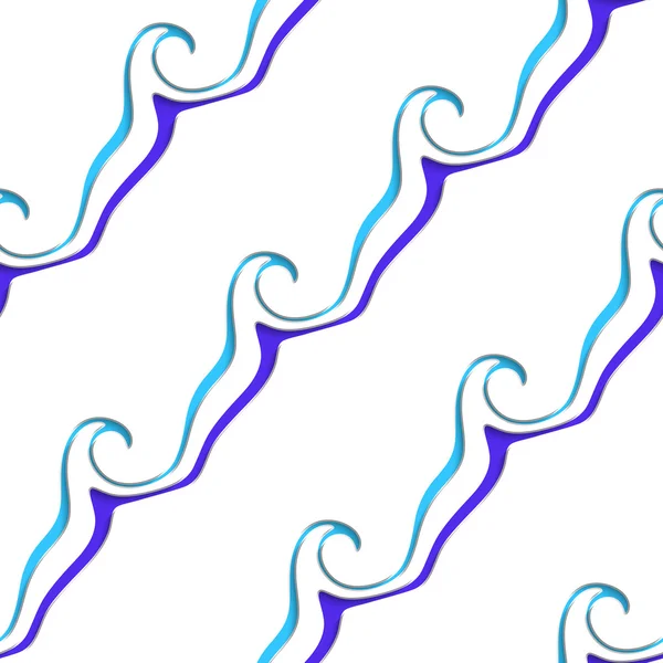 Líneas de olas marinas blancas perforadas con azul sin costuras — Vector de stock