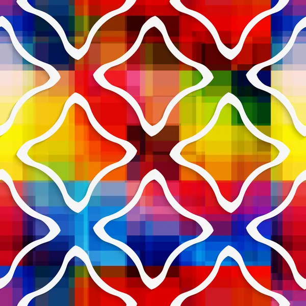 White wavy rectangles on rainbow seamless pattern — Stock Vector