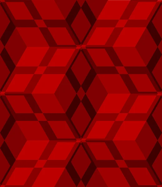 Cubes 3d rouges rayés avec un motif net sans couture — Image vectorielle