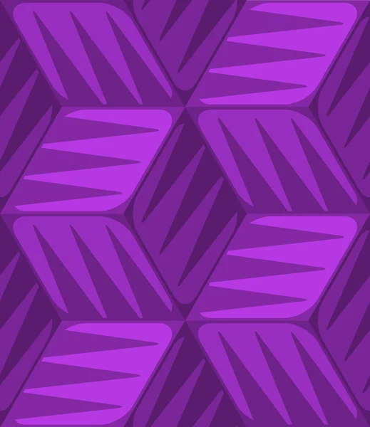 Cubes 3d violet rayé avec des triangles motif sans couture — Image vectorielle