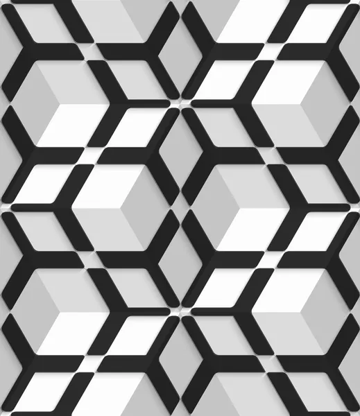 White 3d cubes with hexagonal net on seamless pattern — Stock Vector