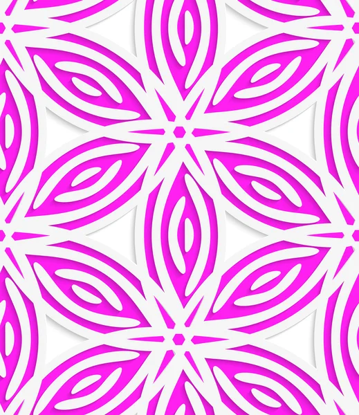 White and pink geometrical flowers seamless pattern — Stock Vector