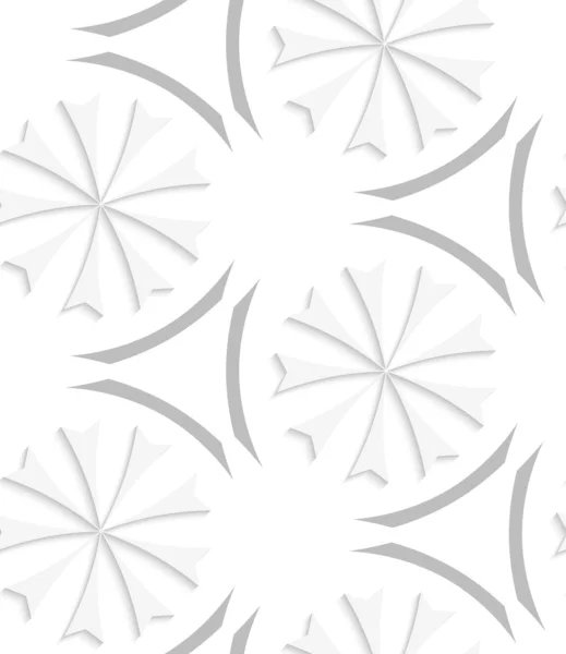 Witte geometrische bloemen en grijze elementen naadloze patroon — Stockvector