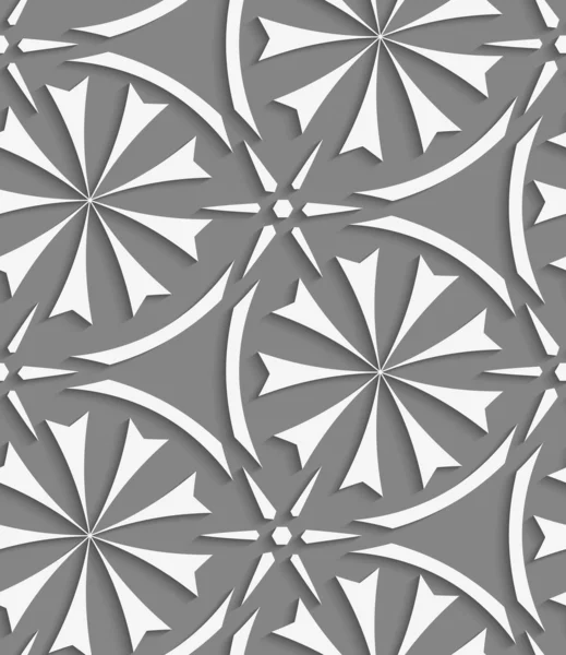 Fleurs géométriques blanches et étoiles motif sans couture — Image vectorielle