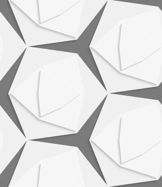 White hexagonal shapes layered seamless pattern — Stock Vector