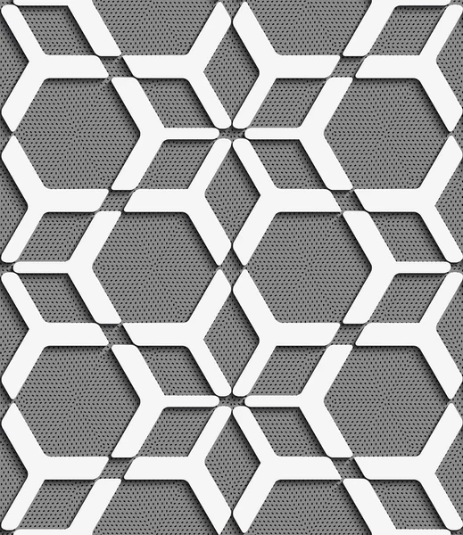 Jejaring geometris putih pada tekstur pola abu-abu mulus - Stok Vektor