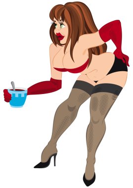 Retro kız file çorap ve sütyen