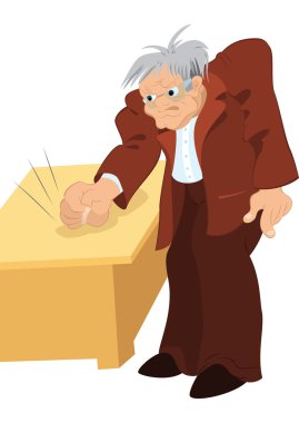 retro hipster kızgın adam masaya yumruk vurma