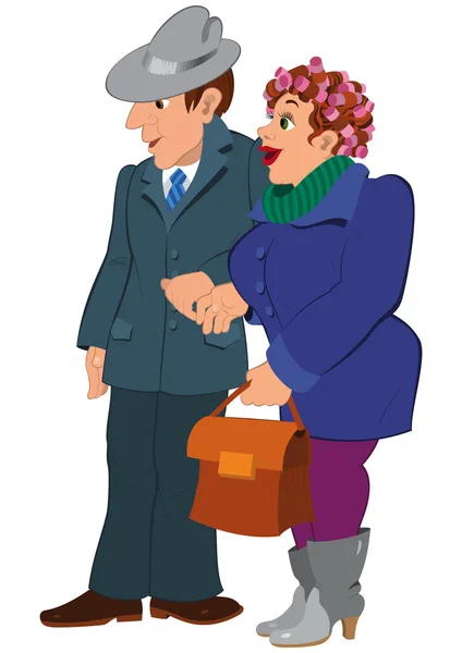 Cartoon couple looking on something — Stock Vector