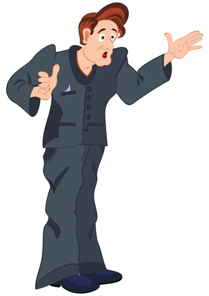 Cartoon man in grijze uniform — Stockvector