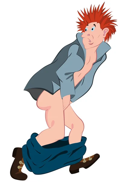Hombre de dibujos animados corriendo sin pantalones — Archivo Imágenes Vectoriales