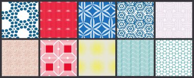 Basit geometrik dokular. Kusursuz geometrik minimalist desenlerin toplanması. Arka planlar ve duvar kağıtları. Tekstil süsü. Düzgünce gruplandırılmış ve katmanlanmış sürükleme ve kumaş paletine bırak.
