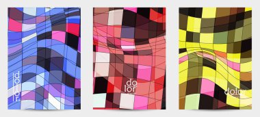 Fütürist çok renkli tel çerçeve geometrik şekilli soyut vektör uçuş şablonu. Üç boyutlu dijital bilim modeli konsepti. Web teknolojisi kapak tasarımı. Dalgalı çizgiler ve ızgara dokusu.