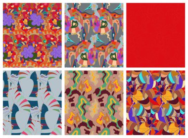 Graffiti duvar stilinde ayarlanmış sanatsal soyut, kusursuz vektör deseni. Kübizm sanat tasarım elementleri. Modern mistik doğal ruhani fikir. El çiziminde gelecekçi geometri.