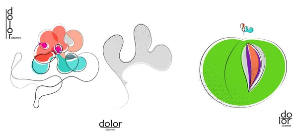 Logotipo Artístico Vetor Desenhado Mão Abstrato Conjunto Isolado Branco Arte —  Vetores de Stock