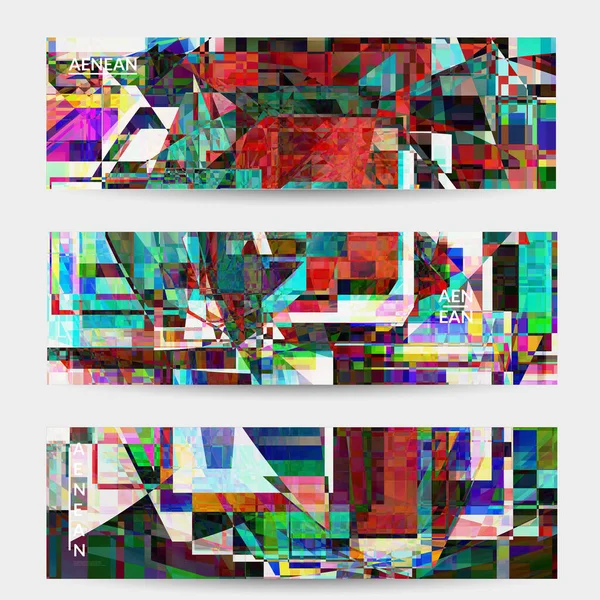 Modelo Banner Vetorial Abstrato Pequena Arte Falha Distorção Pixel Quebrado — Vetor de Stock