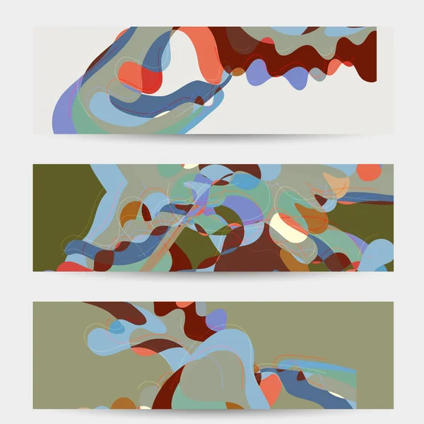 Abstract Vector Social Media Banner Art Terrazzo Pattern Wavy Geometric — Stock Vector