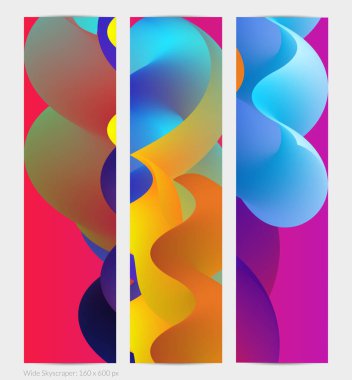 Üç boyutlu sıvı dalgalı şekil. Parlak bulutlu fütüristik arka plan. Soyut müzik dalgalarında canlı gradyan akışı. Dinamik sıvı doku. Moda pankartı tasarımı için yaratıcı vektör şablonu.