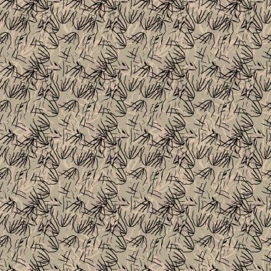 Soyut el çizimi vektör pürüzsüz desen. Çiçek motifleri, kaba acı dokusu, doğal toprak renkleri. Noktalar damlalar işaretleyici fırça darbeleri sanatsal arkaplan oluşturur.