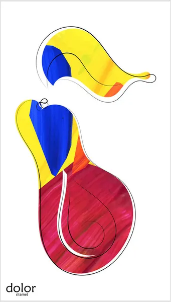 Ілюстрація Плодів Лінійного Мистецтва Акварель Текстурований Мінімальний Художній Принт Ізольований — стоковий вектор